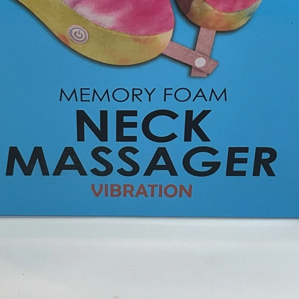 Health Touch Memory Foam Neck Massager Vibration Travel Pillow Colorful New